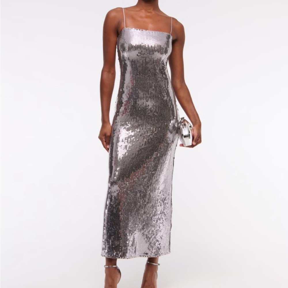 Abercrombie Silver Sequin Midi Dress